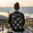 thumbnail image 6 of Backpack Cooler lunch bag 36 Can Capacity Insulated Bag for Camping, Beach, Hiking & Travel Black and White Lace Pattern, 6 of 7