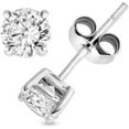 thumbnail image 3 of Solid 925 Sterling Silver large Cubic Zirconia CZ Solitaire Stud Earrings 7mm, Round Cut, 3 of 6
