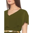 thumbnail image 4 of eloria Women's Georgette Frilled Design V Neck Sleevless Party Long Maxi Dress, Color : Olive Green | Size : XXL, 4 of 6