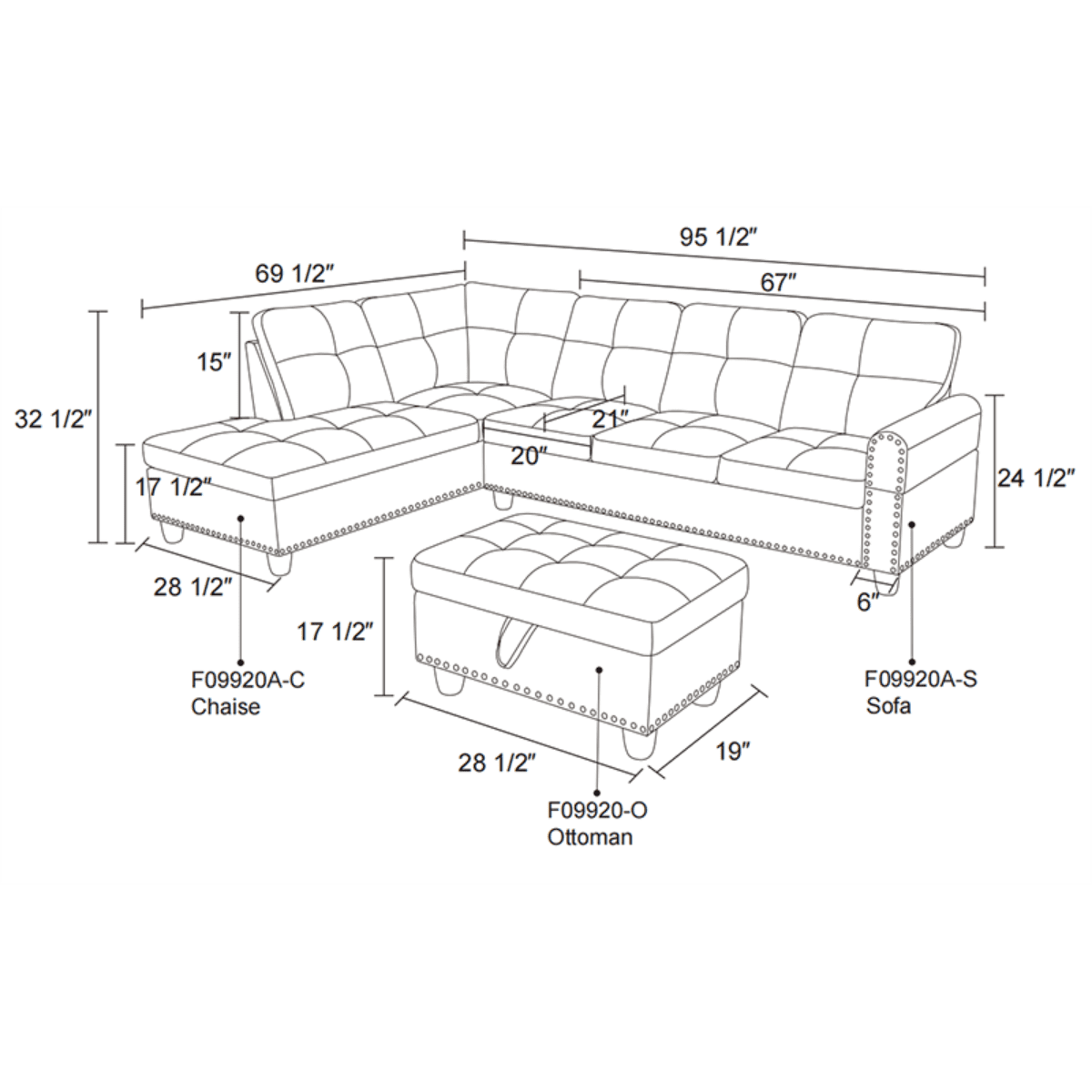Hommoo L Shaped Flippable Backrest Sectional Couches and Sofas, 4-Seat Semi PU Synthetic Leather Sectional Sofa Sets, Modern Living Room Furniture Sets, 15' Back Height, Ginger(No Ottoman)