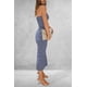 thumbnail image 2 of Vestido PRETTYGARDEN Tubo Bodycon Maxi a Rayas Azul Marino Blanco M, 2 of 5