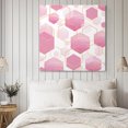 thumbnail image 4 of Pink Marble Wall Art Painting on Canvas, Gold White Geometric Hexagon Modern Canvas Art Home Prints Wall Art Framed Modern Artwork for Living Room Bedroom Wall Decor 12x12in, 4 of 9