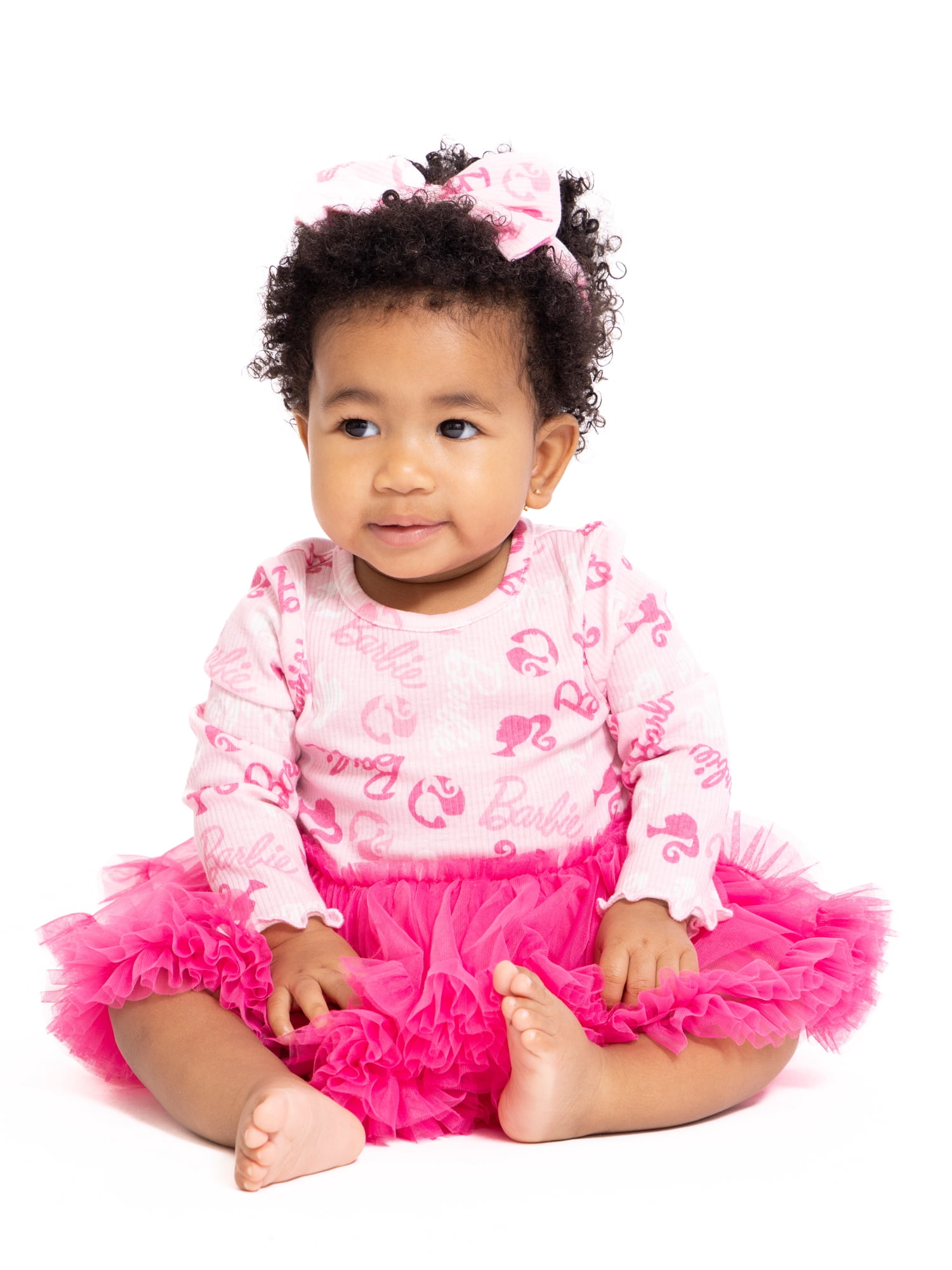 Barbie Baby Girls Tutu Dress Bodysuit with Matching Headband Set, 2 Piece, Newborn-24M