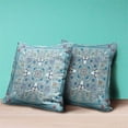 thumbnail image 4 of Paisley Leaf Geo Duo Indoor/Outdoor Pillow in Muted Blue Beige White 18x18, 4 of 6