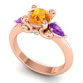 thumbnail image 2 of Diamond-Capitals 2.50 Carat New Round Cut Citrine & Amethyst Gemstone Engagement Ring for Fiancee 18K Rose Gold Size 4, 2 of 8