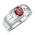 thumbnail image 3 of RYLOS Men's Rings Sterling Silver Classic 8X6MM Oval Gemstone &  Diamond Ring Garnet January Birthstone Rings For Man Silver Rings Size 13, 3 of 7