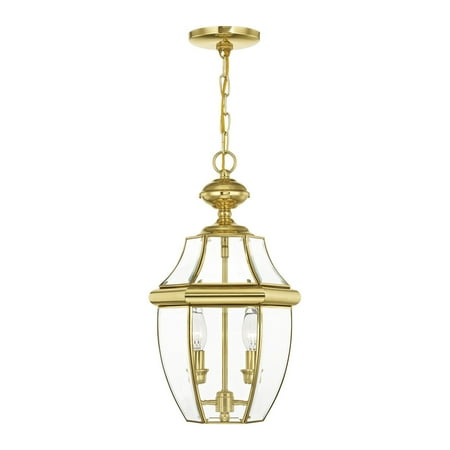 Livex Lighting Monterey 2 Light Outdoor Chain Hang in Polished Brass