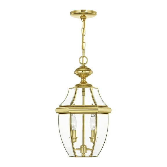 Livex Lighting Monterey 2 Light Outdoor Chain Hang in Polished Brass