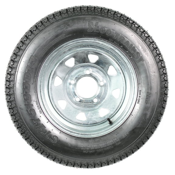 eCustomrim Trailer Tire On Rim ST175/80D13 175/80 D 13 Load C 5 Lug Galvanized Spoke Wheel
