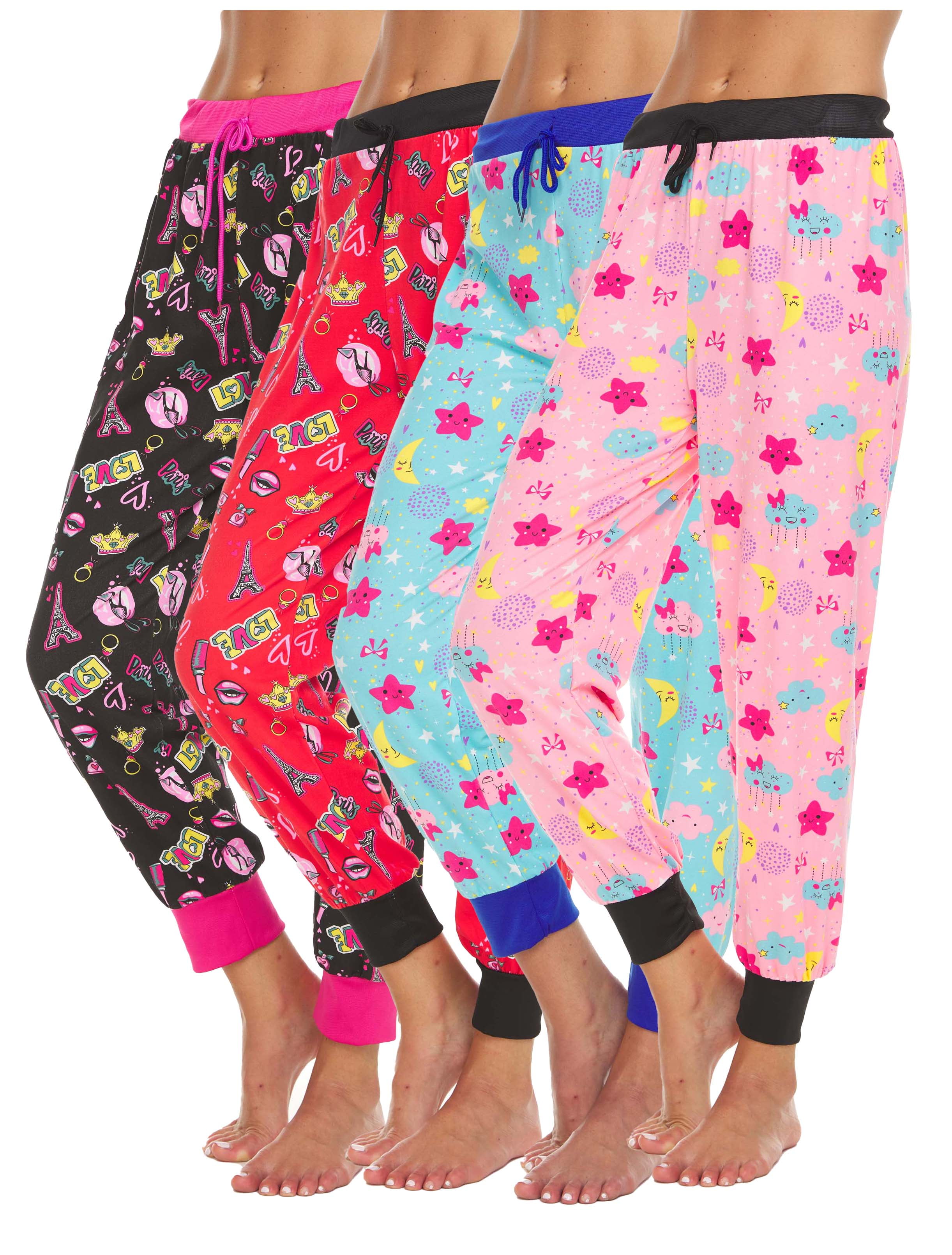 Lati Fashion Woman Pajamas Pants Female PJs Sleepwear (Pack of 4 Colors