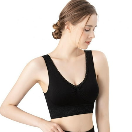 

Women S Casual Sports Sleeping Bra Comfortable Seamless Stretch Lace Trim Wireless