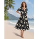 thumbnail image 4 of Vestido midi YESNO de verano con estampado floral con cuello en V y manga abullonada para mujer, 4 of 5