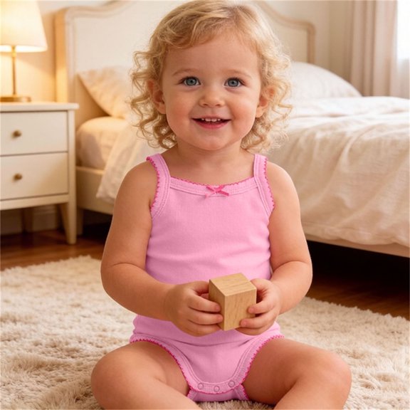 hengsof Baby Girls Sleeveless Romper, Cotton Breathable Comfortable Suspenders Bodysuit, Summer Thin Newborn Crawling Climbing Suit