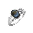 thumbnail image 1 of 925 Sterling Silver 8X6 MM Oval Shape Labradorite Women Engagement Ring, 1 of 3