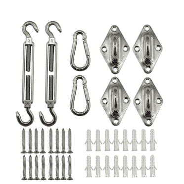 FACEGA 40 Pcs Shade Sail Hardware Kit,304 Stainless Steel Kit for Square and Rectangle Sun Shade Sail,Heavy Duty Anti-Rust Sail Shade Hardware Kit