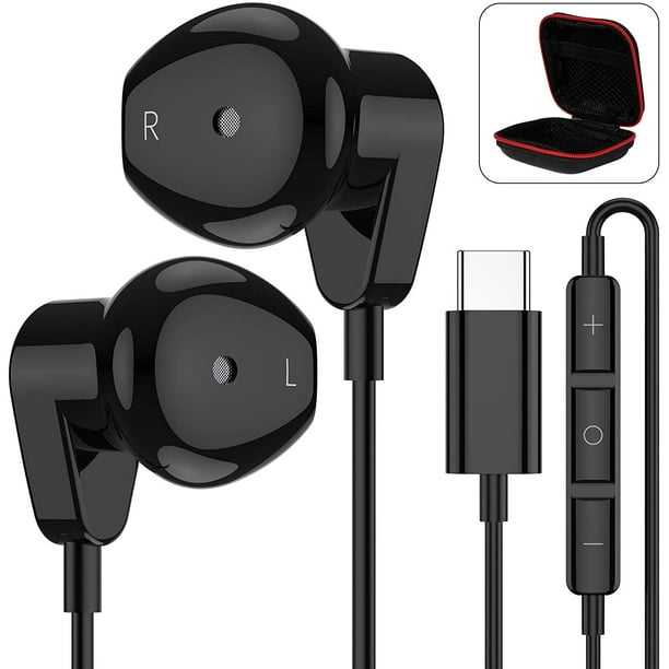 Écouteurs USB C pour Samsung S20 FE, APETOO HiFi Stéréo Type C Écouteurs  avec Micro + Étui, Écouteurs à Réduction de Bruit des Basses 