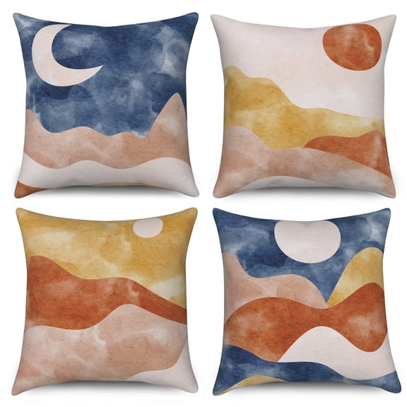 Pbobriich Set of 4 Watercolor Throw Pillow Covers 18x18,Flower Decorative Cushion Cover Pillow Cases for Sofa
