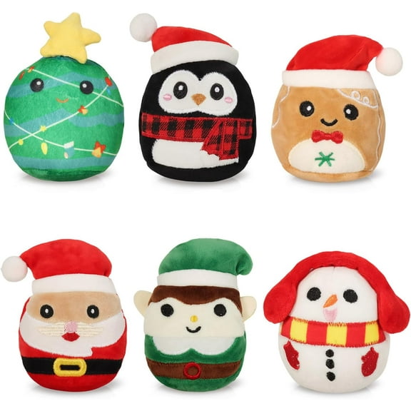 6 Pcs Mini Plush Christmas Ornaments 3.15'' Cute Plush Ornament for Christmas Tree Decoration, Collectible Soft & Squishy Small Stuffed Animal Toy