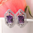 thumbnail image 3 of Gigi Filigree Stud Earrings Emerald Cut Purple CZ Womens Ginger Lyne Collection, 3 of 4
