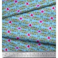 thumbnail image 3 of Soimoi Blue Cotton Poplin Fabric Leaves,Pink Floral & Ogee Damask Print Fabric by The Yard 56 Inch Wide, 3 of 3