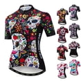 thumbnail image 2 of Weimostar 2024 - Maillot de ciclismo con calaveras para mujer, manga corta, ropa para ciclismo de montaña, equipo profesional, camiseta de ciclismo de montaña, camiseta de ciclismo de carretera, 2 of 5