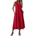 thumbnail image 2 of Horkkom Maxi Dresses for Women Sleeveless Linen Summer Dresses Beach Casual Long Dresses with Pockets, S-2XL, 2 of 9