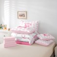 thumbnail image 6 of meiyoeat Pink Personalized Monogram Print 7 Pieces King Bedding For Girls,Cartoon Bow Initial E King Bed In A Bag For Kids,Pink Reversible, 6 of 7