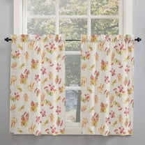 Fall Botanical Leaves Kitchen Curtains 54 Inches Long, Rustic Autumn Maple Leaf Burlap Rod Pocket Window Curtains Panels for Bedroom/Bathroom/Nursery, Light Filtering Treatment Curtains Drapes 42"x54"