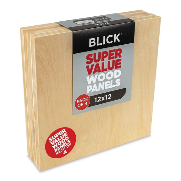 Blick Super Value Wood Panel Pack - 12" x 12", Pkg of 4