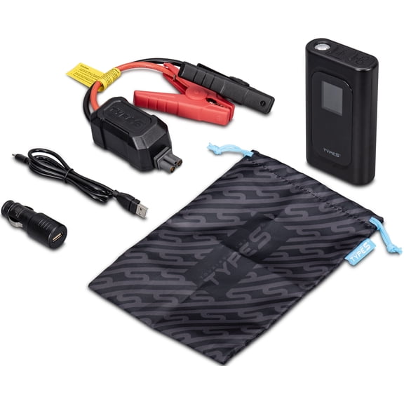 Type S Portable Jump Starter with PowerGuide Assistance, 1000 Peak Amps, USB Power Bank, Black