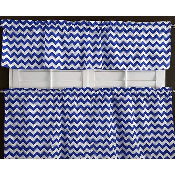 Cotton Curtain Zig-zag Chevron Print / 2 Piece Window Valance Set (10 Colors)