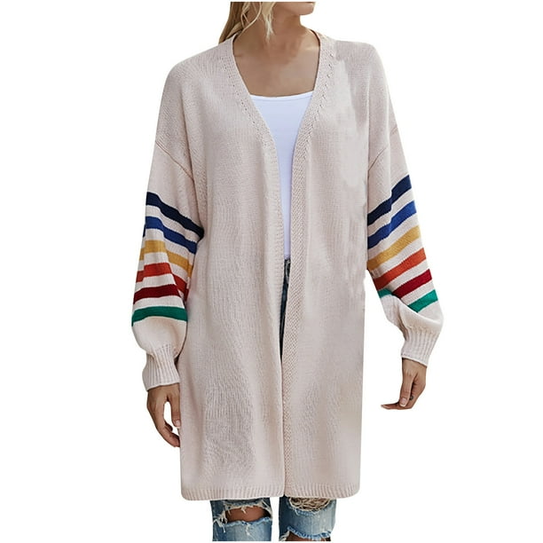 Cárdigan de manga larga con estampado de cuello en V a la moda Sexy para mujer, prendas de vestir informales Fridja hkj360