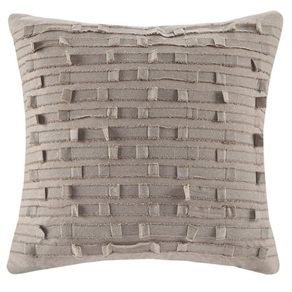 INK+IVY Kerala 20x20" Square Modern Cotton Pillow in Taupe Brown