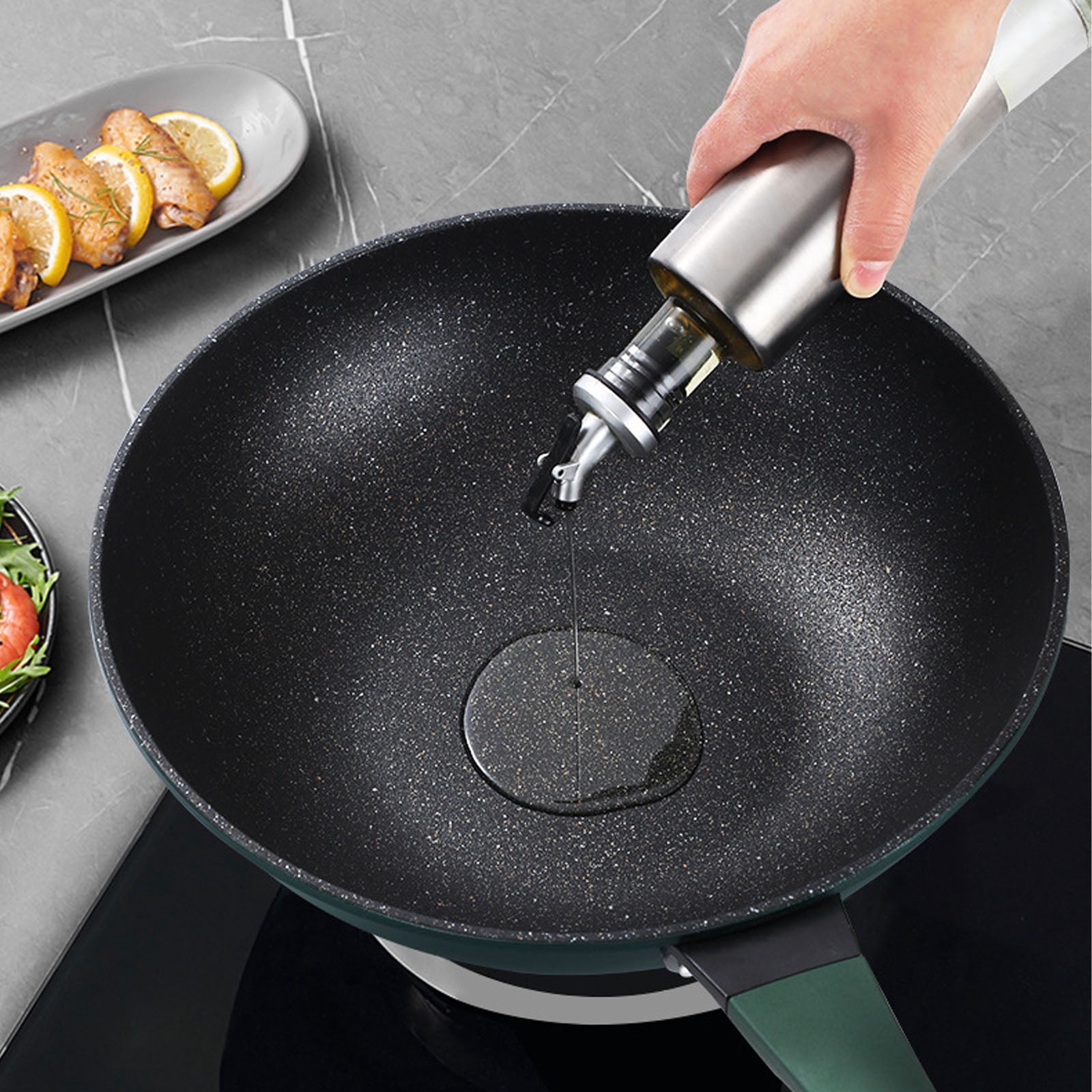 Nonstick Wok with Lid,12 inch Stir-Fry Pans with Anti-Scald Handle & Steamer Basket, Flat Bottom Woks Pan, Multifunctional Cooking Wok Deep Frying Pan, Non Stick Stir-Fry Pan Suitable All Stovetops,