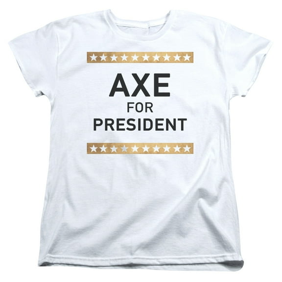 Trevco Sportswear SHO570-WT-2 Billions Axe for President Womens Short Sleeve T-Shirt, White - Medium