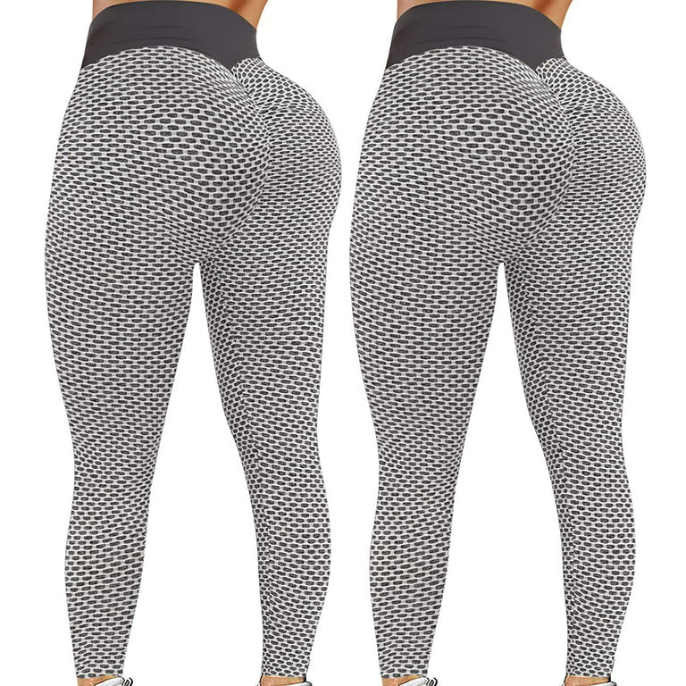 2pcs/ Bags Grid Tights Yoga Pants Women Seamless High Waist