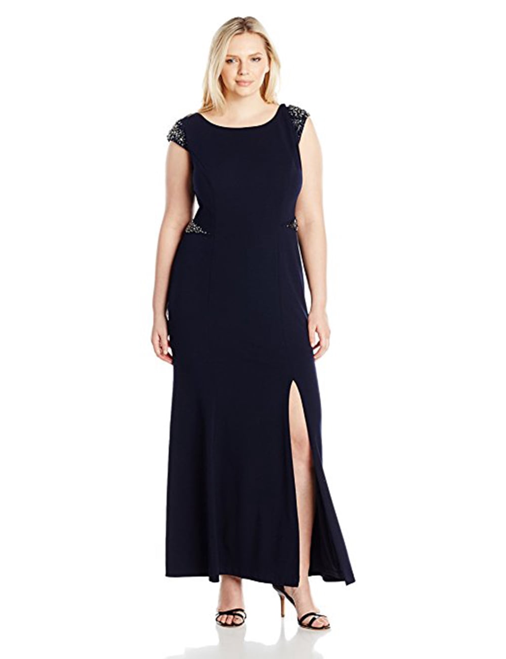Cap Sleeve Knit Crepe Mermaid Gown 
