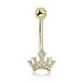 thumbnail image 5 of AVORA 10K Yellow Gold Simulated Diamond CZ Tiara Belly Button Ring Body Jewelry (14 Gauge), 5 of 5