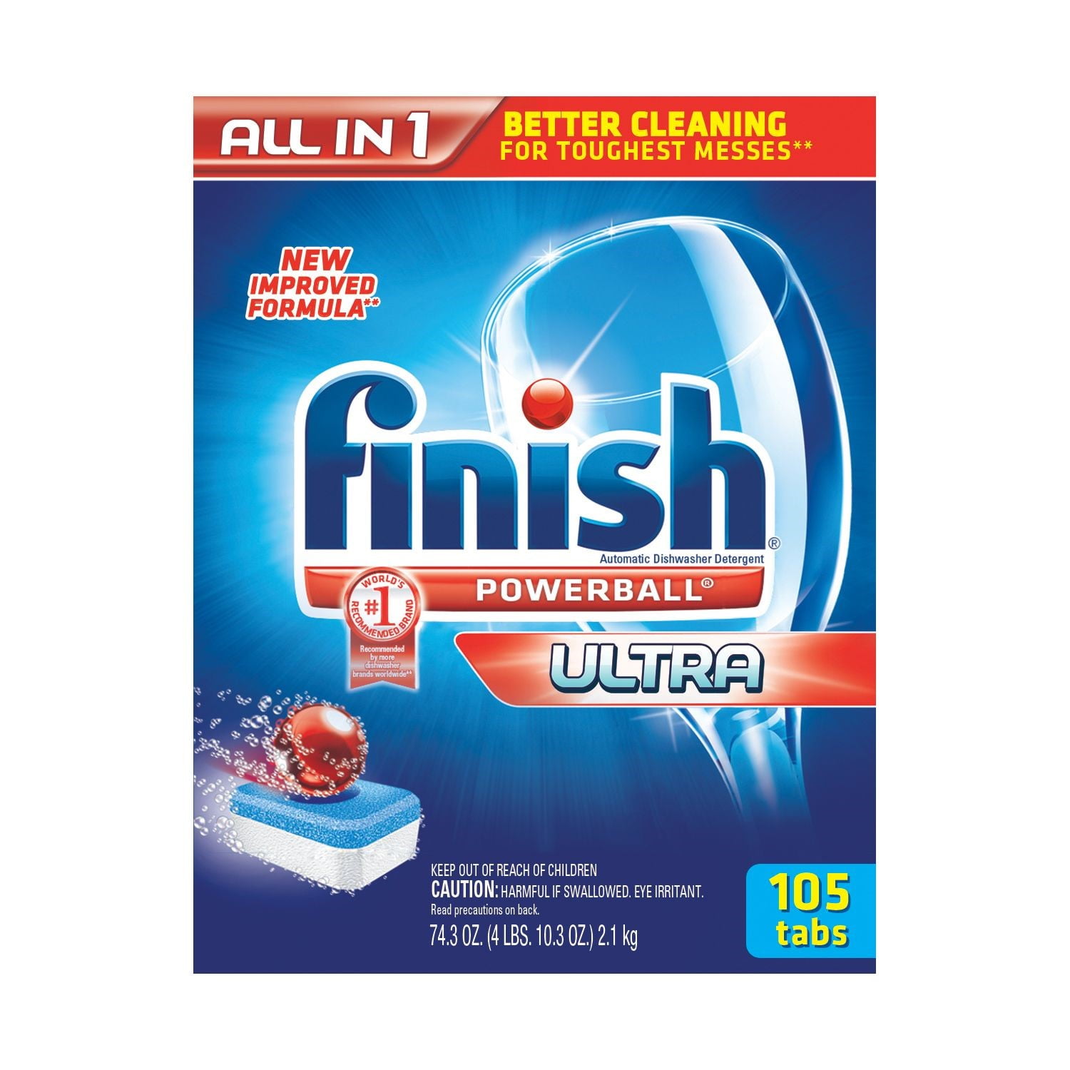 Finish Powerball Ultra All In 1 Dishwasher Detergent Tabs, 105 Ct