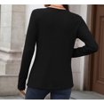thumbnail image 7 of Women’s Long-Sleeve Henley Top Soft Knit Button Pullover Casual Loose Fit Neck Lightweight Tunic Blouse Basic Tees Fall Sweaters, 7 of 7