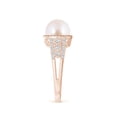 thumbnail image 3 of ANGARA Japanese Akoya Cultured Pearl and Coffee Diamond Halo Ring in 14K Rose Gold for Women | June Birthstone, Birthday, Anniversary, Jewelry Gift for Women | Pearl Ring, 3 of 9