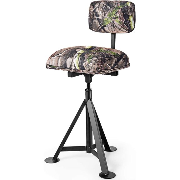 Tangkula 360° Swivel  Hunting Chair, Multi-Position Height Adjustable Hunting Chair w/Detachable Backrest,  Padding, Tripod Swivel Blind Huntsman Chair for Outdoor Activities