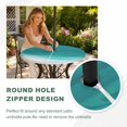 thumbnail image 4 of Round Outdoor Tablecloth with Umbrella Hole and Zipper, Ombre Turquoise Waves Tablecloth with Elastic Waterproof, Abstract Art Gradient Modern Patio Table Covers for 55" - 60" Picnic Pool Tables, 4 of 9