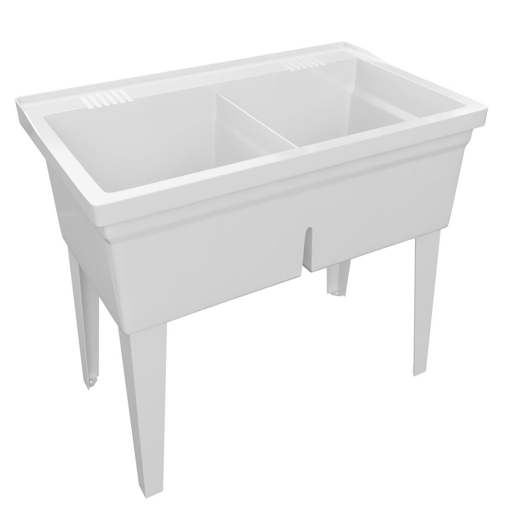 Proflo Pflt4024 40" Double-Basin Free Standing Laundry Sink - White