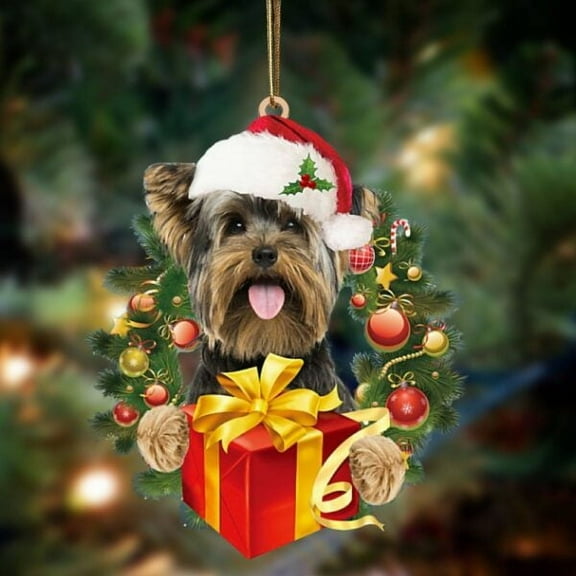 Acrylic 2D FLAT Yorkshire Terrier-Dogs give gifts Hanging Ornament, Christmas Ornament, Dog Ornament, Xmas Dog Ornaments