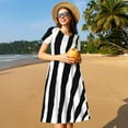 thumbnail image 4 of Balery Zebra Vestidos sueltos de manga corta para mujer, vestidos de verano 2025, vestidos casuales de corte A con vuelo., 4 of 6