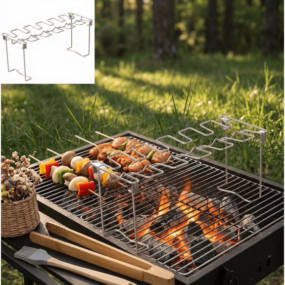 Chicken Leg Rack for Grill, 12/14 Slots Stainless Steel Drumsticks Holder, Chicken Lollipop Rack for Smoker, Grill, Oven, Portable BBQ Accessories (12 Slots)