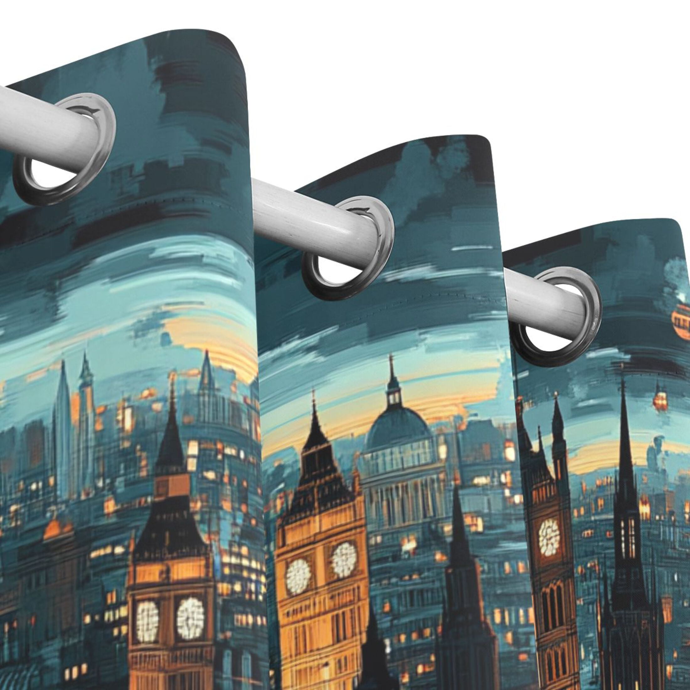 City Night View Blackout Curtains for Living Room Bedroom 55W x 54L Insulated Window Drapes 2 Panels