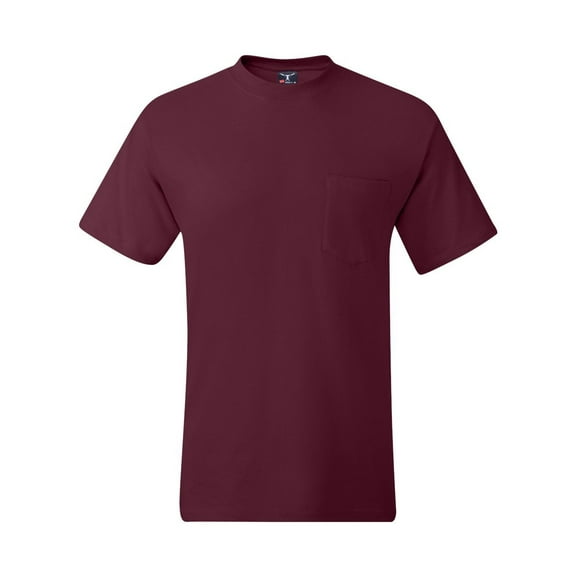 Hanes Mens Beefy-T Pocket T-Shirt (Pack of 2) 2 Maroon