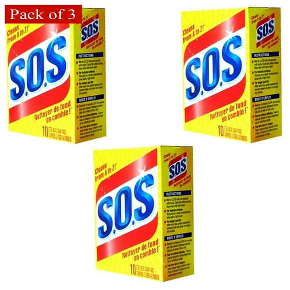 SOS Tampons de Laine d'Acier (10 Tampons dans 1 Paquet) (Lot de 3)